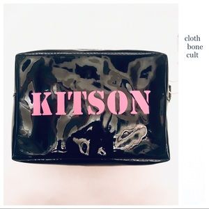 Nwt Kitson Los Angeles Black Vinyl Zipper Bag - image 1